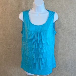 RAFAELLA RUFFLE TANK TOP MEDIUM  CARRIBEAN BLUE PRELOVED